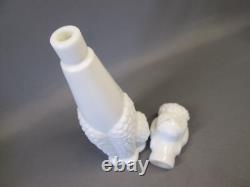Milk Glass White 15.5 tall Poodle Dog DECANTER Stopper Genie Art Bottle Vintage
