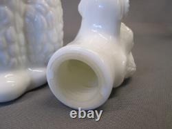 Milk Glass White 15.5 tall Poodle Dog DECANTER Stopper Genie Art Bottle Vintage
