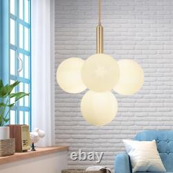 Milk White Glass Chandelier 4-Light Globes Hanging Pendant Lamp Ceiling Fixtures