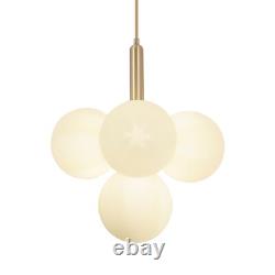 Milk White Glass Chandelier 4-Light Globes Hanging Pendant Lamp Ceiling Fixtures