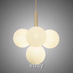 Milk White Glass Chandelier 4-Light Globes Hanging Pendant Lamp Ceiling Fixtures