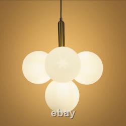 Milk White Glass Chandelier 4-Light Globes Hanging Pendant Lamp Ceiling Fixtures