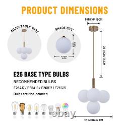 Milk White Glass Chandelier 4-Light Globes Hanging Pendant Lamp Ceiling Fixtures