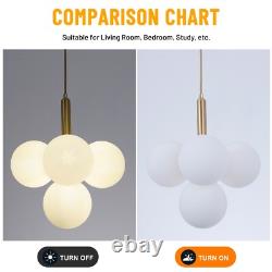 Milk White Glass Chandelier 4-Light Globes Hanging Pendant Lamp Ceiling Fixtures