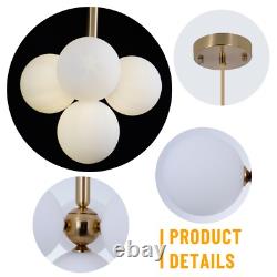 Milk White Glass Chandelier 4-Light Globes Hanging Pendant Lamp Ceiling Fixtures