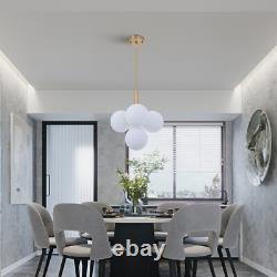 Milk White Glass Chandelier 4-Light Globes Hanging Pendant Lamp Ceiling Fixtures