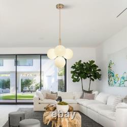 Milk White Glass Chandelier 4-Light Globes Hanging Pendant Lamp Ceiling Fixtures
