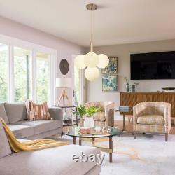 Milk White Glass Chandelier 4-Light Globes Hanging Pendant Lamp Ceiling Fixtures