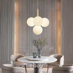 Milk White Glass Chandelier 4-Light Globes Hanging Pendant Lamp Ceiling Fixtures