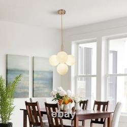 Milk White Glass Chandelier 4-Light Globes Hanging Pendant Lamp Ceiling Fixtures