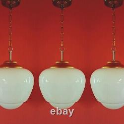 Milk glass kitchen pendant lights vintage opaline glass brass ceiling lights
