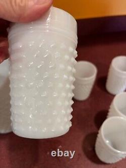 Milk glass pitcher and cups