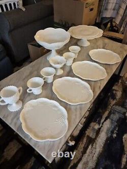 Milk white glass set vintage