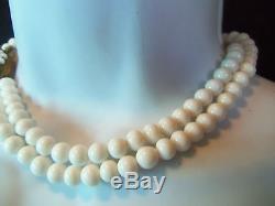 Miriam Haskell Vintage Layered White Milk Glass Flower Clasp Choker Necklace