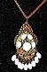 Miriam Haskell White Milk Glass Gold Tone Necklace Beads-beautiful