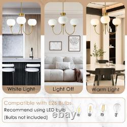 Modern Globe Chandelier 3 Light Mid Century White Milk Glass Vintage Sputnik Cha