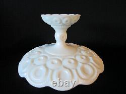 Moon and Star Pattern Glass MILK GLASS Fenton LG WRIGHT XL Open Compote
