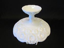 Moon and Star Pattern Glass MILK GLASS Fenton LG WRIGHT XL Open Compote