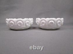 Moon and Stars Pattern Glass HTF Flat Bottom Nappies Bowls Weishar MILK GLASS