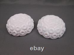 Moon and Stars Pattern Glass HTF Flat Bottom Nappies Bowls Weishar MILK GLASS