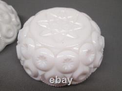 Moon and Stars Pattern Glass HTF Flat Bottom Nappies Bowls Weishar MILK GLASS