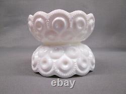 Moon and Stars Pattern Glass HTF Flat Bottom Nappies Bowls Weishar MILK GLASS