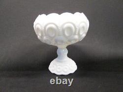 Moon and Stars Pattern Glass LE Smith MILK GLASS 7 Open Cupped Candy Compote