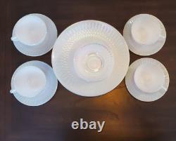 MoonGlow Iridescent Milk Glass Dish 15 pcs Federal Cups Saucers Plates Bowls VTG