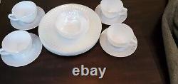 MoonGlow Iridescent Milk Glass Dish 15 pcs Federal Cups Saucers Plates Bowls VTG