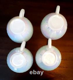 MoonGlow Iridescent Milk Glass Dish 15 pcs Federal Cups Saucers Plates Bowls VTG