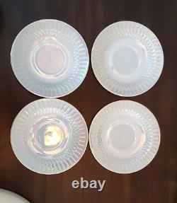 MoonGlow Iridescent Milk Glass Dish 15 pcs Federal Cups Saucers Plates Bowls VTG