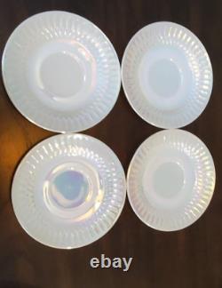 MoonGlow Iridescent Milk Glass Dish 15 pcs Federal Cups Saucers Plates Bowls VTG