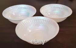 MoonGlow Iridescent Milk Glass Dish 15 pcs Federal Cups Saucers Plates Bowls VTG