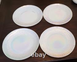 MoonGlow Iridescent Milk Glass Dish 15 pcs Federal Cups Saucers Plates Bowls VTG