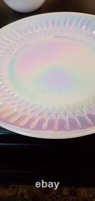 MoonGlow Iridescent Milk Glass Dish 15 pcs Federal Cups Saucers Plates Bowls VTG