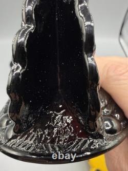 Mosser Amethyst Hen on Nest Covered Dish With White Milk Glass Head