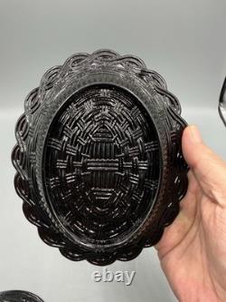 Mosser Amethyst Hen on Nest Covered Dish With White Milk Glass Head