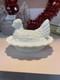 Mosser Glass White Milk Glass Hen On Nest 6 Inch Vintage Candy Dish