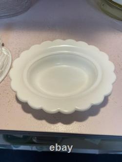 Mosser Glass White Milk Glass Hen on Nest 6 Inch Vintage Candy Dish