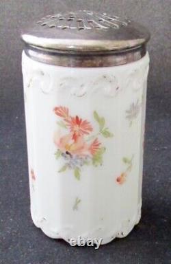 Mount Washington art glass signed DRESDEN decorated milk glass sugar shaker