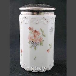 Mount Washington art glass signed DRESDEN decorated milk glass sugar shaker