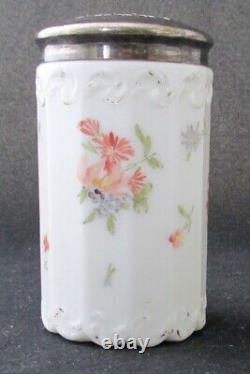 Mount Washington art glass signed DRESDEN decorated milk glass sugar shaker