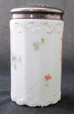 Mount Washington art glass signed DRESDEN decorated milk glass sugar shaker