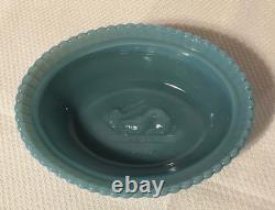 NMGCS National Milk Glass Society Georgia Blue Glass Frog On Nest Candy/Nut Dish