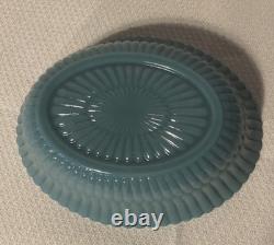 NMGCS National Milk Glass Society Georgia Blue Glass Frog On Nest Candy/Nut Dish