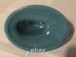 NMGCS National Milk Glass Society Georgia Blue Glass Frog On Nest Candy/Nut Dish