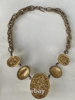 Nettie Rosenstein Milkglass Egyptian Revival Scarab Necklace