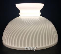 New 10 Opal White Milk Glass Rib Swirl Student Lamp Shade, USA made, #SH010