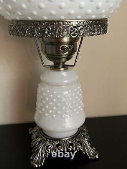 New Hobnail White Milk Glass Table Lamps. 2 Lamps(set) No Flutes Included