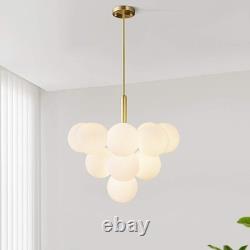 New Modern 13-Light Gold Bubble Chandelier Milk Glass Pendant Light